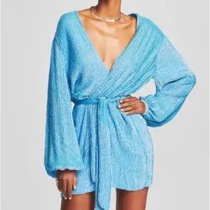 RETROFETE GABRIELLE SEQUIN ROBE BLUE size XS
